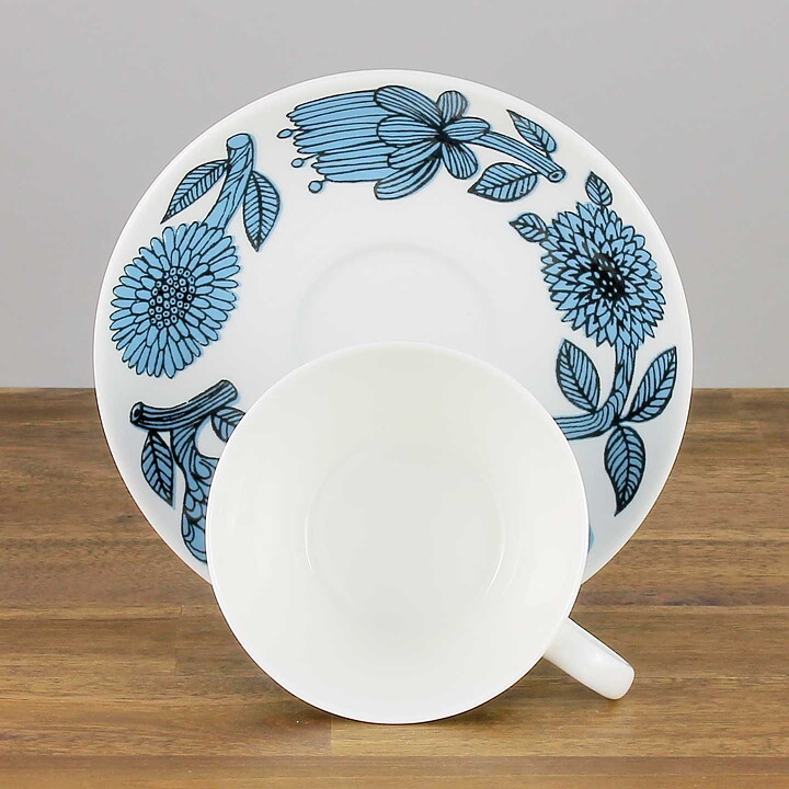 Stig Lindberg (Blue Aster 2000s) Charming Coffee Cup with Saucer
