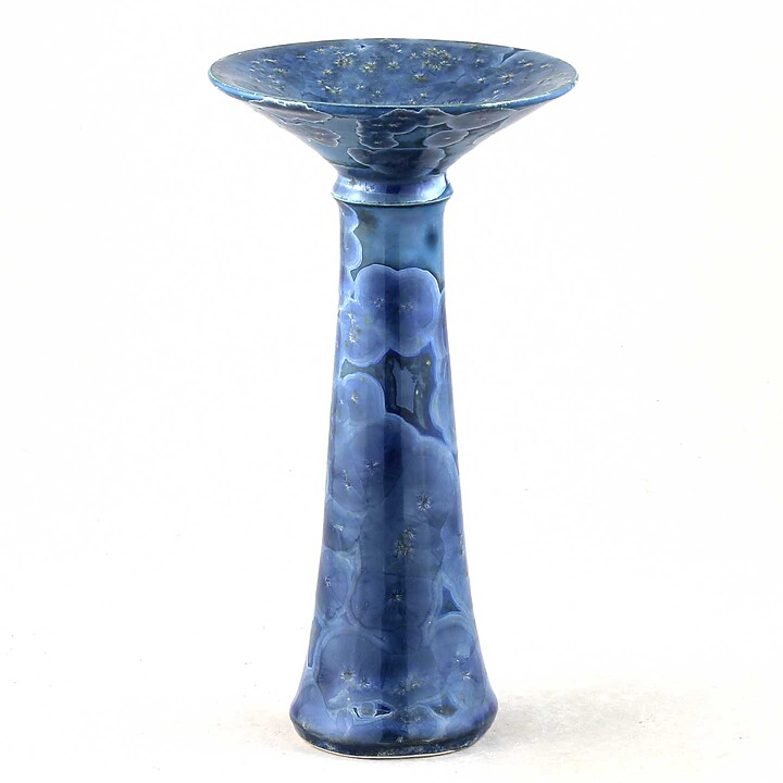 Isak Isaksson (2020) Unique Trumpet Vase with Blue Crystalline Glaze 18 cm
