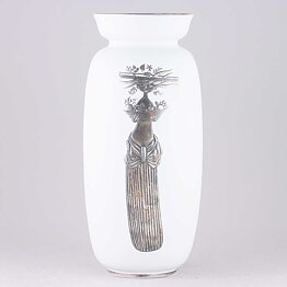 Stig Lindberg (Grazia 1951) Stylistic Vase with Woman and Fruit Bowl Motif (27 cm)