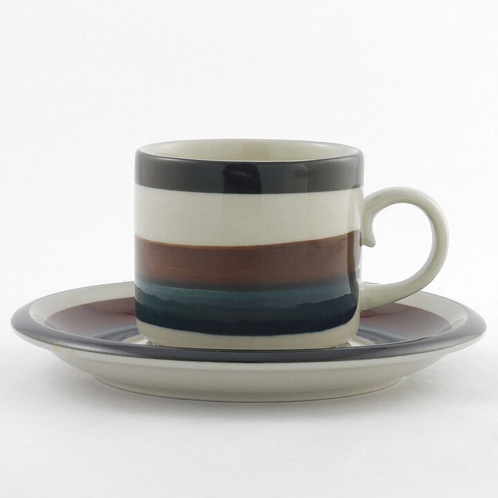 Anja Jaatinen-Winquist (Kaira 1969) Coffee Cup Saucer with Colorful Stripes Decor 14 cm   [Sample Images]  [Free Shipping]