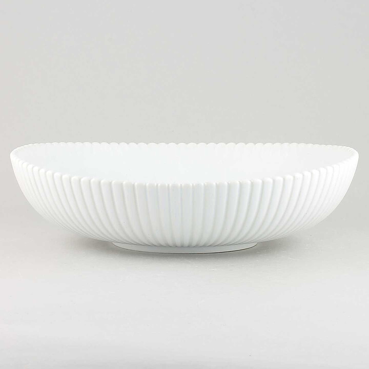 Stig Lindberg (Vinda 1950) White Bowl with Linear Relief 23 cm
