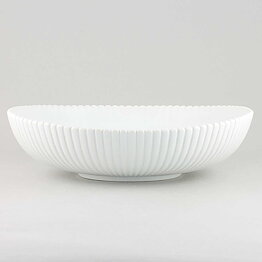 Stig Lindberg (Vinda 1950) White Bowl with Linear Relief 23 cm