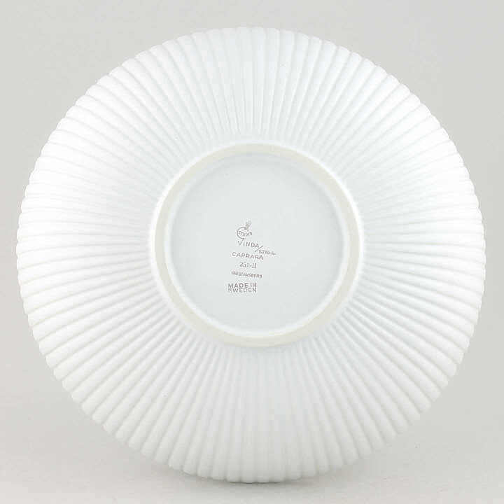Stig Lindberg (Vinda 1950) White Bowl with Linear Relief 23 cm