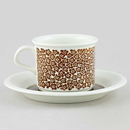 Peter Winquist (Faenza 1970) Coffee Cup with Brown Flower Pattern 10 cm  [Sample Images]