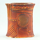 Bertil Vallien (Terra 1978) Brown Hourglass Vase with Relief Decor 13 cm (3)