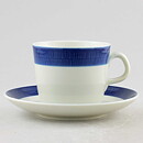 Hertha Bengtsson (Koka 1953) Coffee Cup with Blue Linear Decor 10 cm  [Sample Images] 