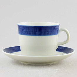 Hertha Bengtsson (Koka 1953) Coffee Cup with Blue Linear Decor 10 cm  [Sample Images] 