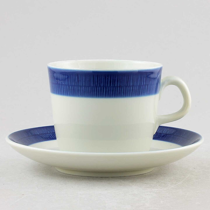 Hertha Bengtsson (Koka 1953) Coffee Cup with Blue Linear Decor 10 cm  [Sample Images] 