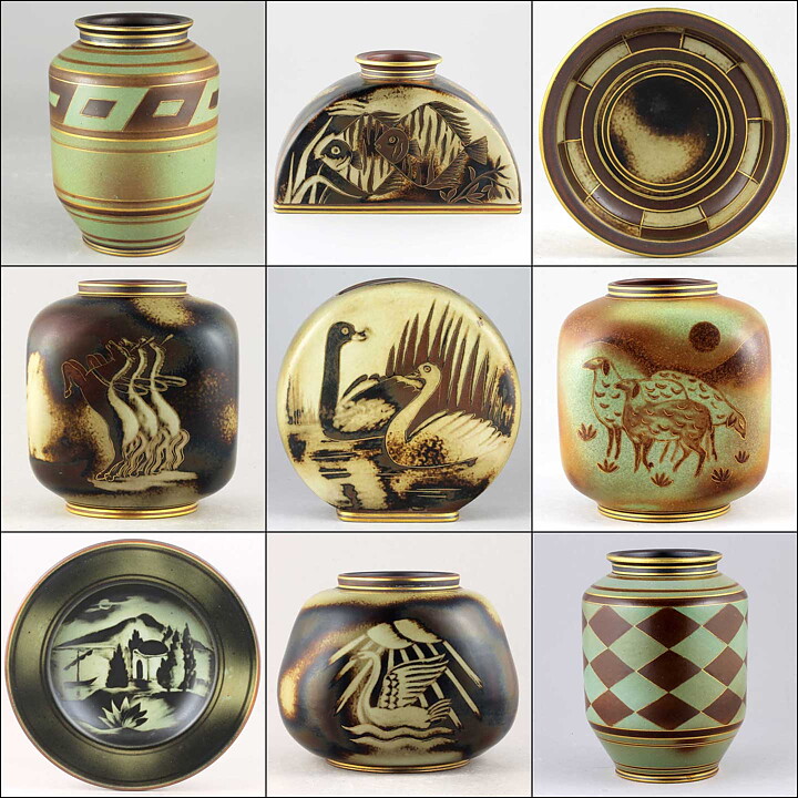 グナー・ニールンド Flambeシリーズ  8角形のボウル  Bowl  (33cm)  1932年