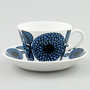 Stig Lindberg (Blå Aster 1972) Coffee Cup Saucer with Blue Flower Decor 13 cm  [Sample Images]  [Free Shipping]