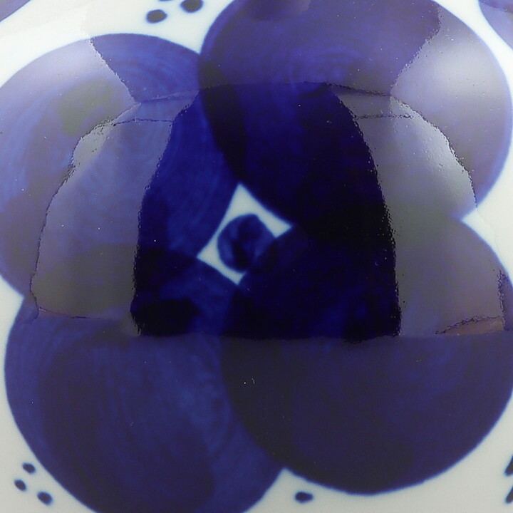 Sylvia Leuchovius (1960s) Studio Lamp with Blue Flower Decor 20 cm (2)