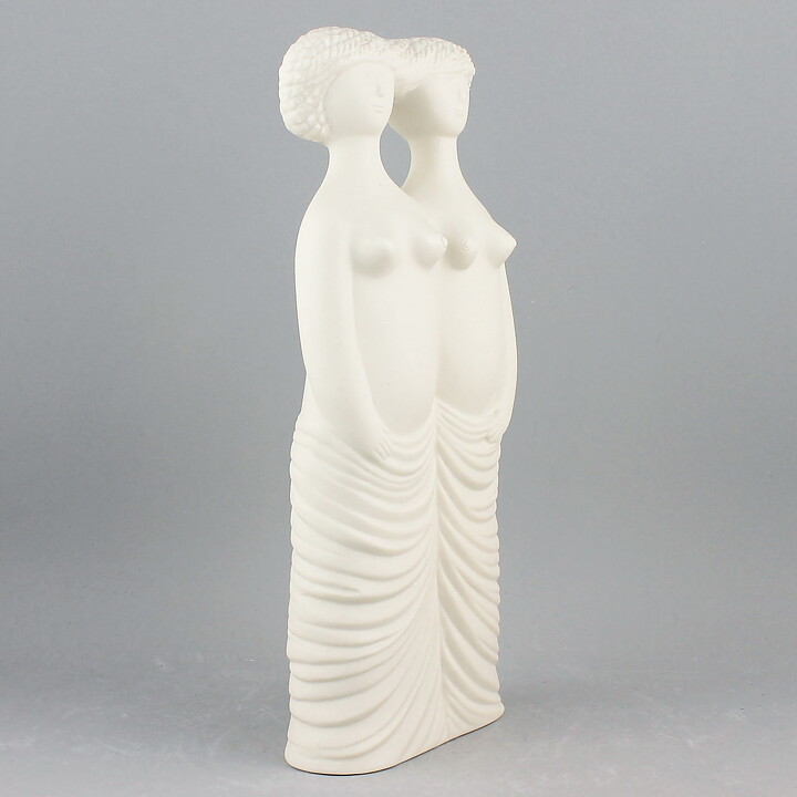 Stig Lindberg (Parian 1977) Matte White Tvillingarna Sculpture 24 cm (2) 