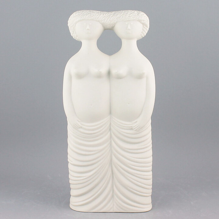 Stig Lindberg (Parian 1977) Matte White Tvillingarna Sculpture 24 cm (2) 