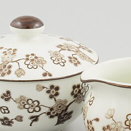 Jackie Lynd (Japonica 1977) Creamer and Sugar Bowl with Brown Flowers