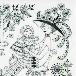 Raija Uosikkinen (Emilia 1959) Quadratic Dish with Graphic Motif 14 cm  [Sample Images]