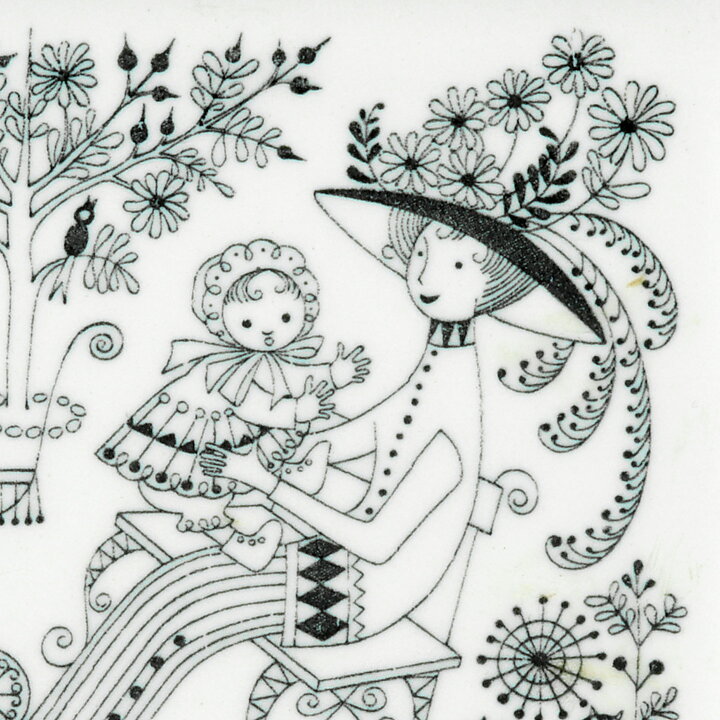 Raija Uosikkinen (Emilia 1959) Quadratic Dish with Graphic Motif 14 cm  [Sample Images]