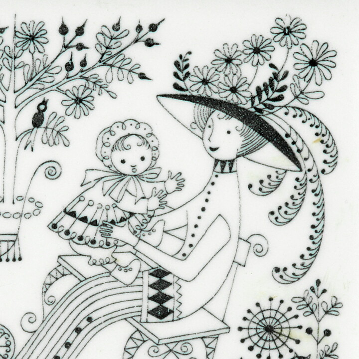 Raija Uosikkinen (Emilia 1959) Quadratic Dish with Graphic Motif 14 cm  [Sample Images]