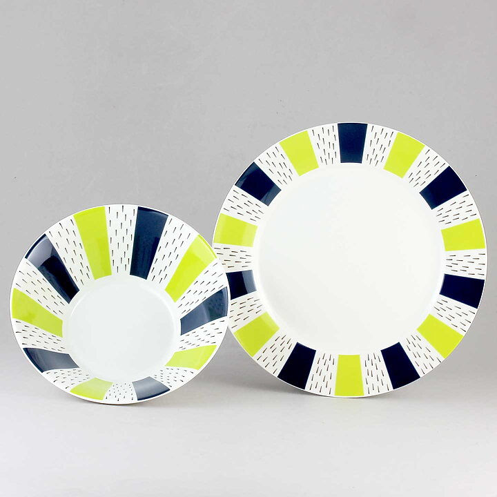 Stig Lindberg (2010) Bowl and Plate with Green/Blue/Black Decor <Unused with Box>