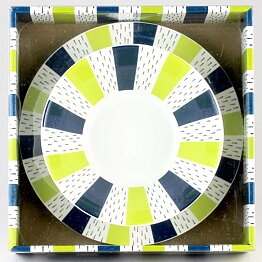 Stig Lindberg (2010) Bowl and Plate with Green/Blue/Black Decor <Unused with Box>