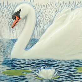 Staffan Johnson (Province Animals 1980s) White Wall Plaque with Swan Motif 20 cm  [Sample Images]
