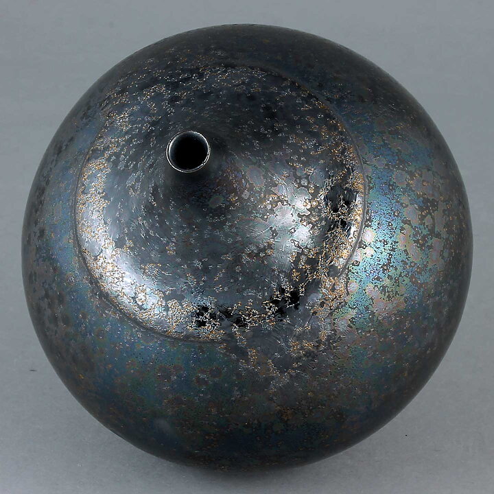イサク・イサクソン　一点もの！　黒銀河の花瓶  2015年  (12.5cm)