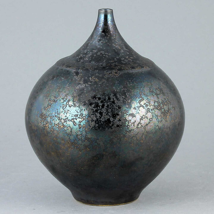 イサク・イサクソン　一点もの！　黒銀河の花瓶  2015年  (12.5cm)