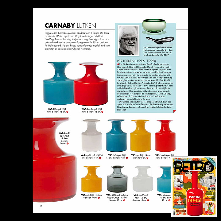 ペル・リュトケン  Carnabyシリーズ ガラス製の赤い花瓶  Vase  (10cm)  1968年
