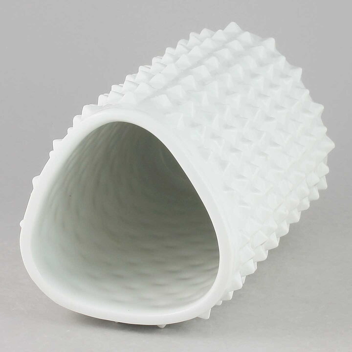 Gunnar Nylund (1951) White Triangular Vase with Rivets (20 cm)