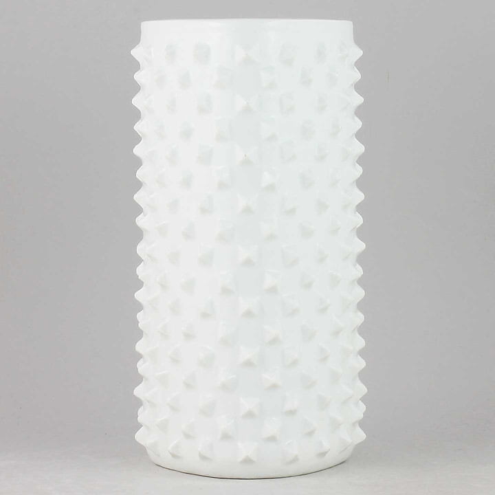 Gunnar Nylund (1951) White Triangular Vase with Rivets (20 cm)