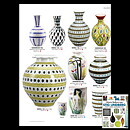 スティグ・リンドベリ ファイアンス製 グリーン/イエローのカラフルなベース Vase 1950年代 