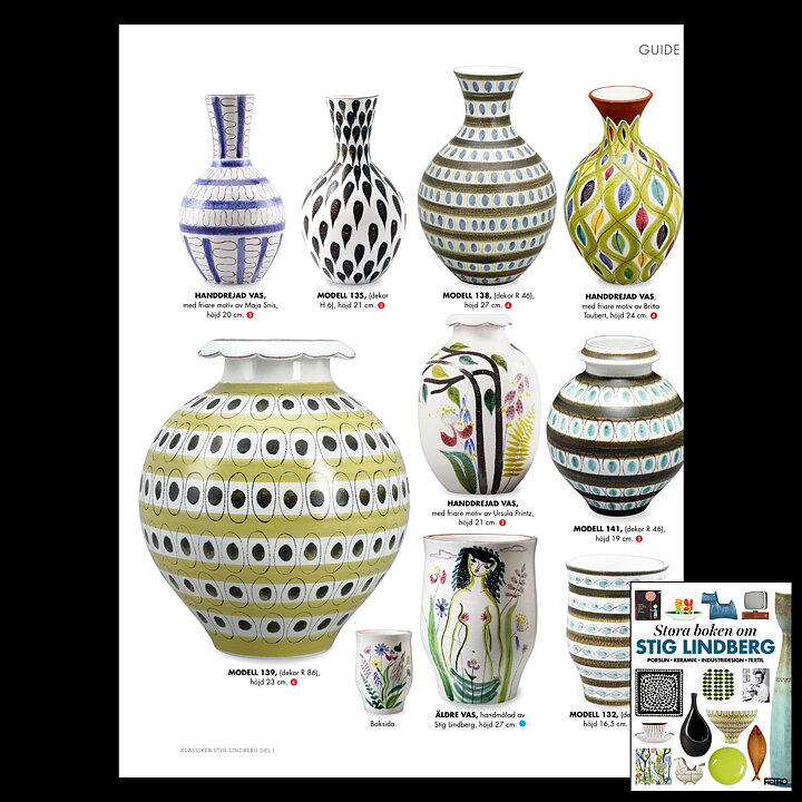 スティグ・リンドベリ ファイアンス製 グリーン/イエローのカラフルなベース Vase 1950年代 