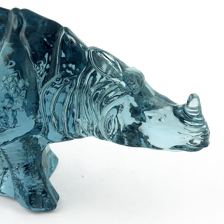 Paul Hoff (WWF 1984) Blue Glass Rhino 17/9 cm (with Certificate)  [Sample Images]