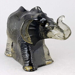 Paul Hoff (WWF 1981) Gray Glass Elephant 17/9 cm (with Certificate)  [Sample Images]