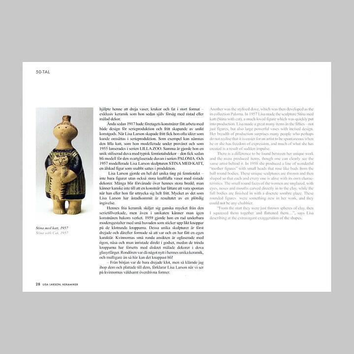 リサラーソン 2014年出版  本  "Lisa Larson, Ceramic Designer"