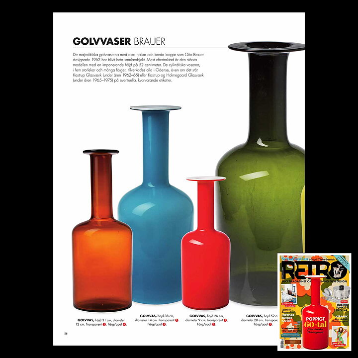 Otto Brauer (Gulvvase 1962) Turquoise Cased Bottle Vase with Red Ball 33 cm