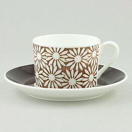 Stig Lindberg (Anita 1960s) Coffee Cup with Brown Flower Decor 10 cm   [Sample Images]