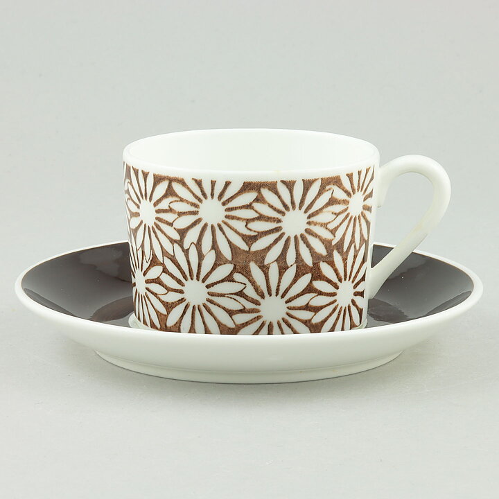 Stig Lindberg (Anita 1960s) Coffee Cup with Brown Flower Decor 10 cm   [Sample Images]