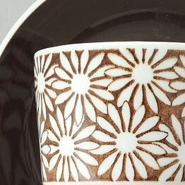 Stig Lindberg (Anita 1960s) Coffee Cup with Brown Flower Decor 10 cm   [Sample Images]