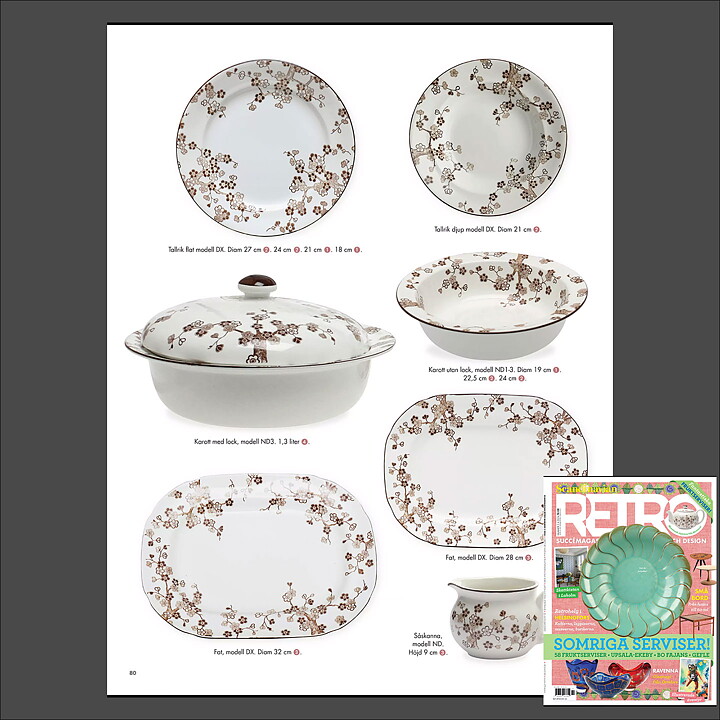 ジャッキー・リンド  Japonicaシリーズ  丸いボウル  茶色の花模様  25cm  1977年  