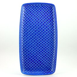 Stig Lindberg (Fjäll 1960) Blue Rectangular Dish with Scale Relief 38 cm