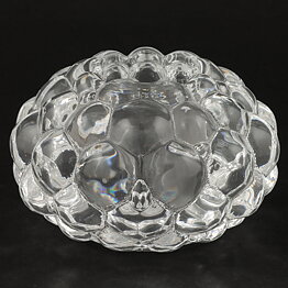Anne Nilsson (Hallon 1990s) Clear Candleholder with Raspberry Relief  and Metal Stand 11/7 cm (2)