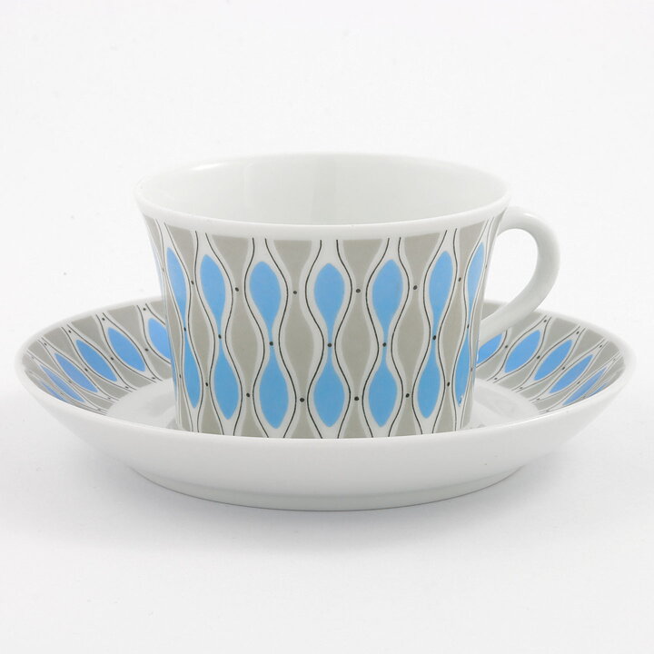 Brita Mellander-Jungermann (1960) Coffee Cup Saucer 5721 with Blue/Gray Decor 13 cm  [Free Shipping]