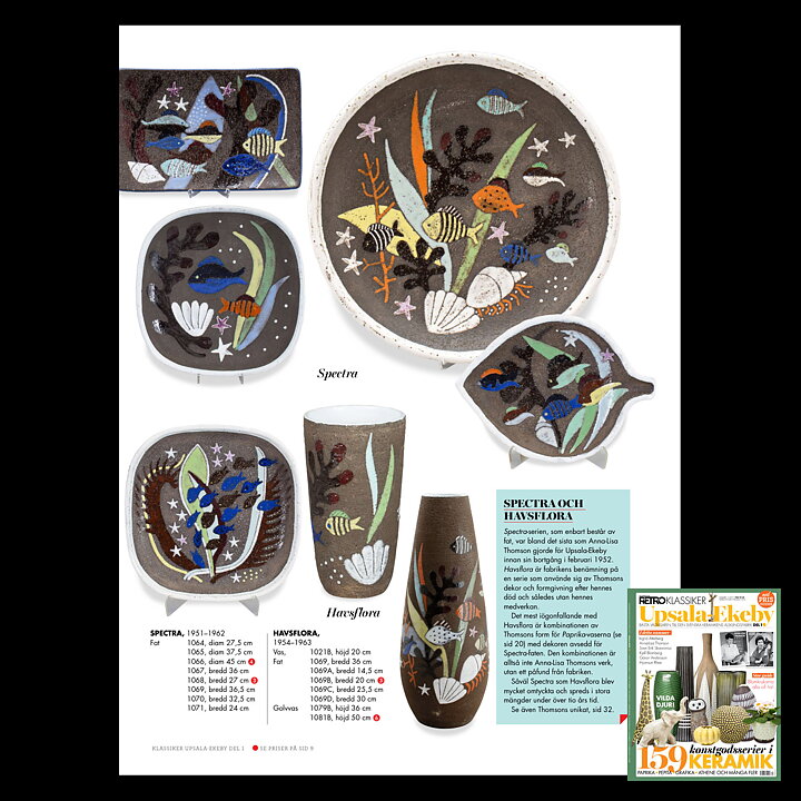 Anna-Lisa Thomson (Spectra 1951) Rectangular Bowl with Marine Life Decor 24 cm (2)