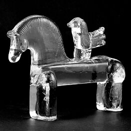  Bertil Vallien (Boda Noah 1974) Rough-Hewn Horse with Bird 20/14 cm  [Sample Images]