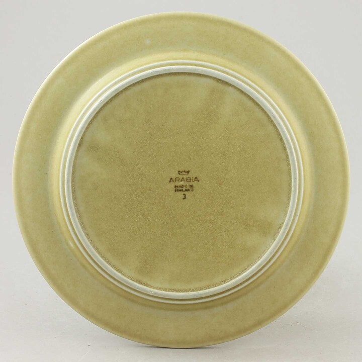 Olga Osol (Tunturi 1960) Three Yellow Plates with Brown Border Decor 20 cm