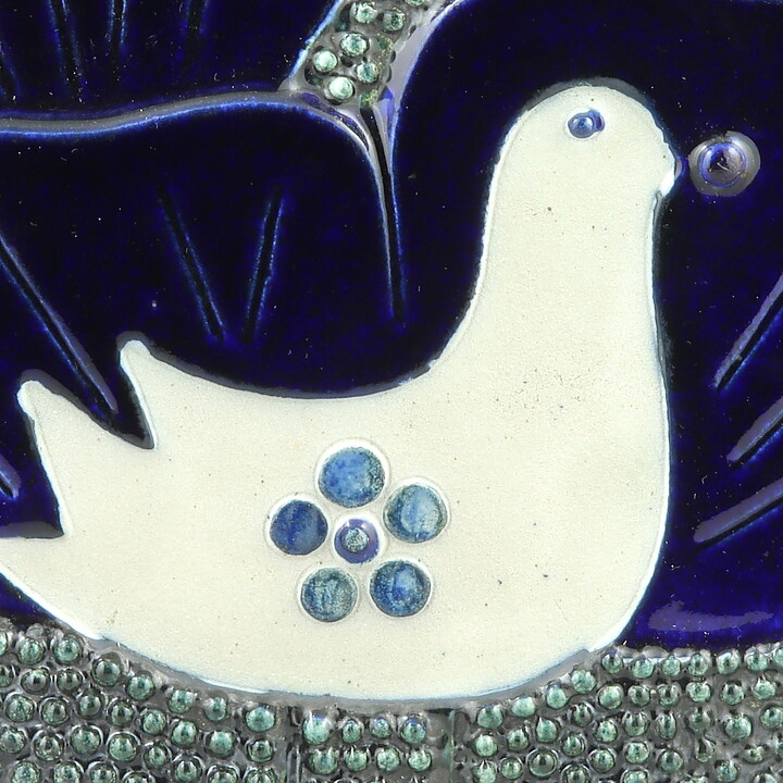 シルヴィア・レウショヴィウス  青い鳥の陶板   Wall Plaque   1970年代 (2)