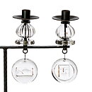 Erik Höglund (1960s) Metal Candleholder with Clear Glass Details 44 cm SH53