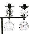 Erik Höglund (1960s) Metal Candleholder with Clear Glass Details 44 cm SH53