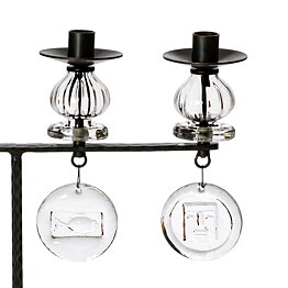 Erik Höglund (1960s) Metal Candleholder with Clear Glass Details 44 cm SH53