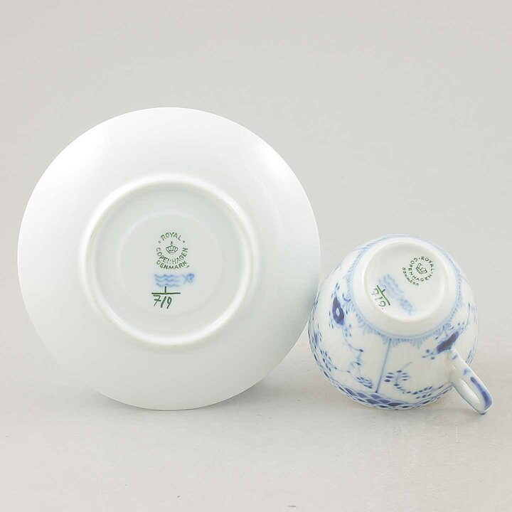 ロイヤルコペンハーゲン   ブルーフルーテッド  Blue Fluted  ハーフレース カップ&ソーサー  20世紀 #719  [サンプル画像]
